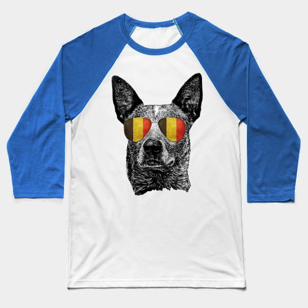 Belgium Dog Flag Sunglasses Australia Shades Patriotic Owner Lover Baseball T-Shirt by BeesTeez